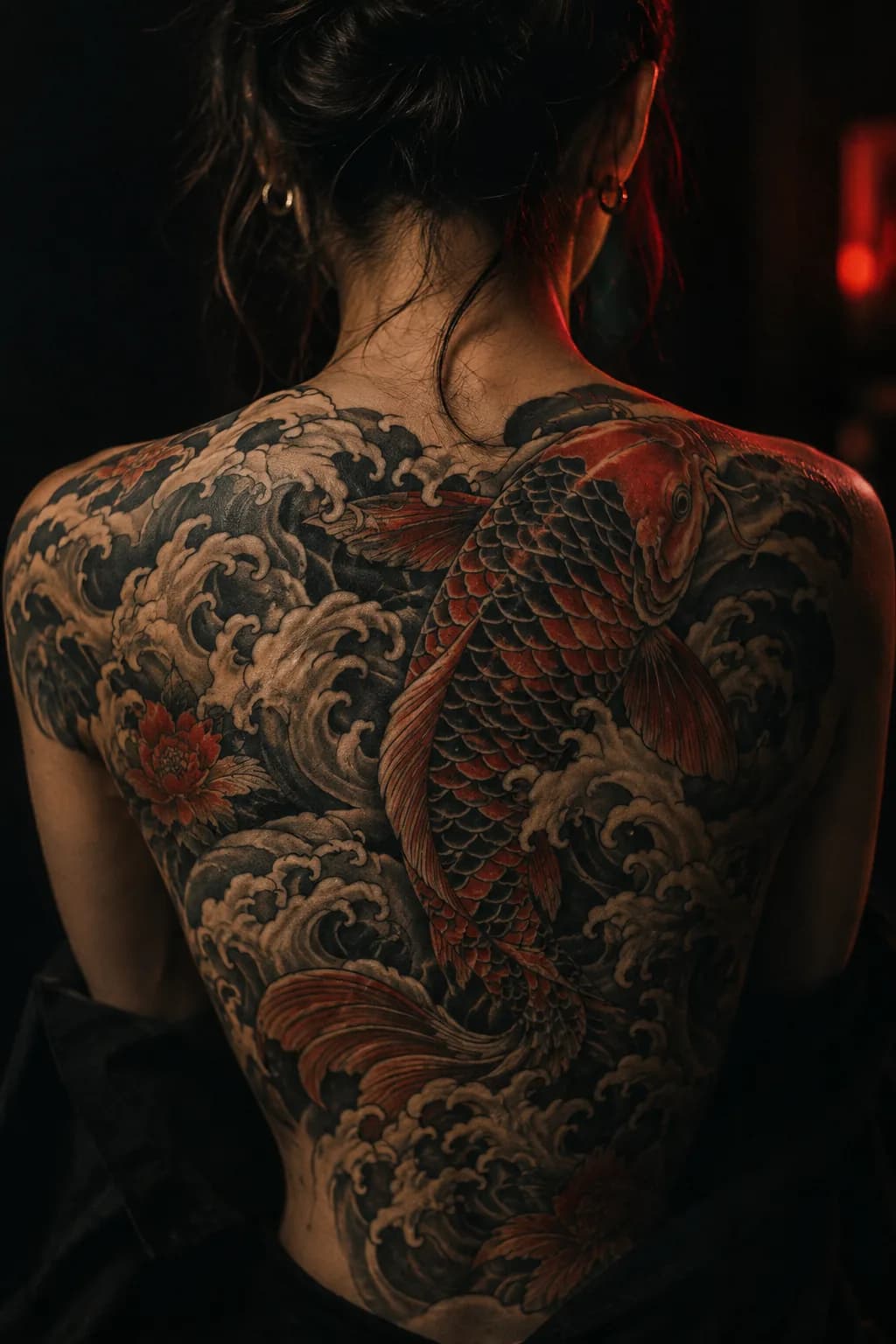 Japanese tattoo previewed on a back