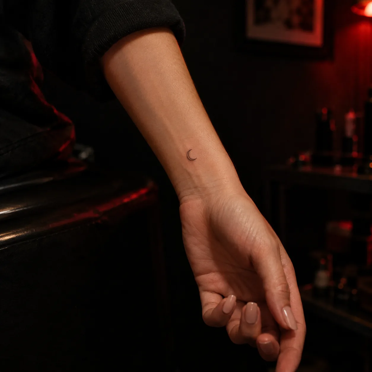 Fine Line tattoo previewed on a wrist
